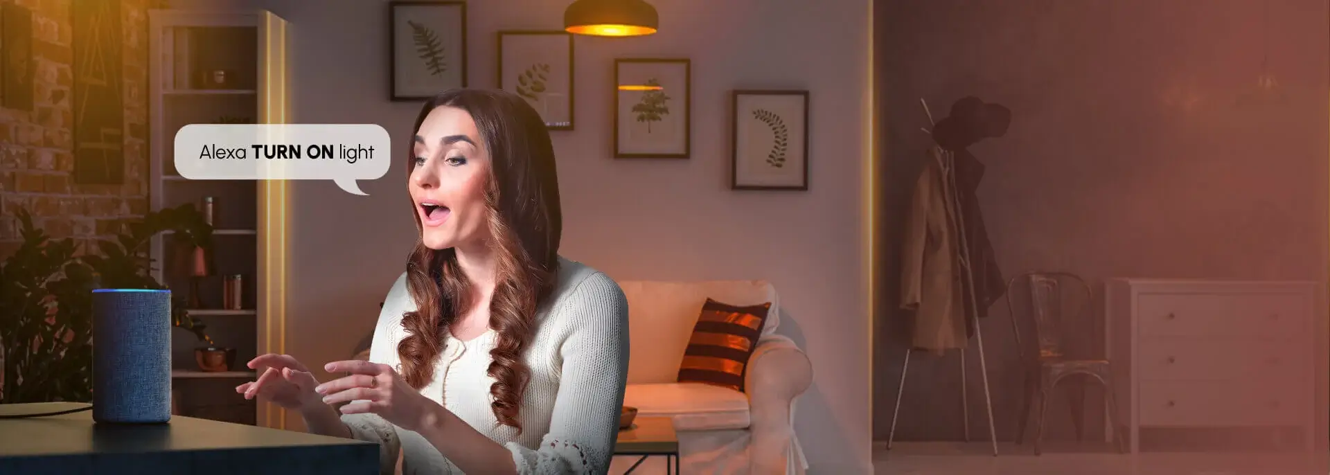 Hands-free smart lighting control using voice assistants.