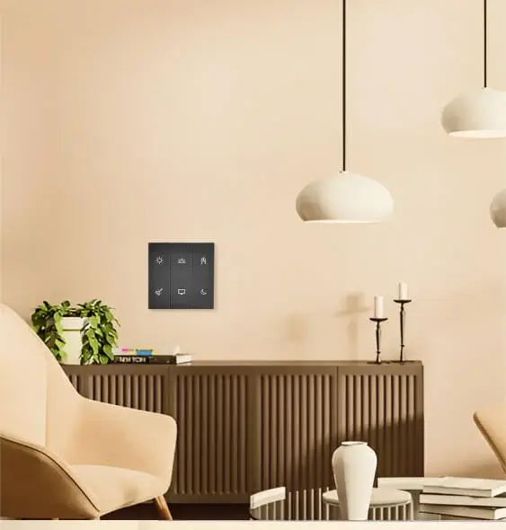 Smart switches designed for complete living room automation and comfort.
